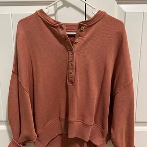American Eagle Quarter Button Crew Sweatshirt